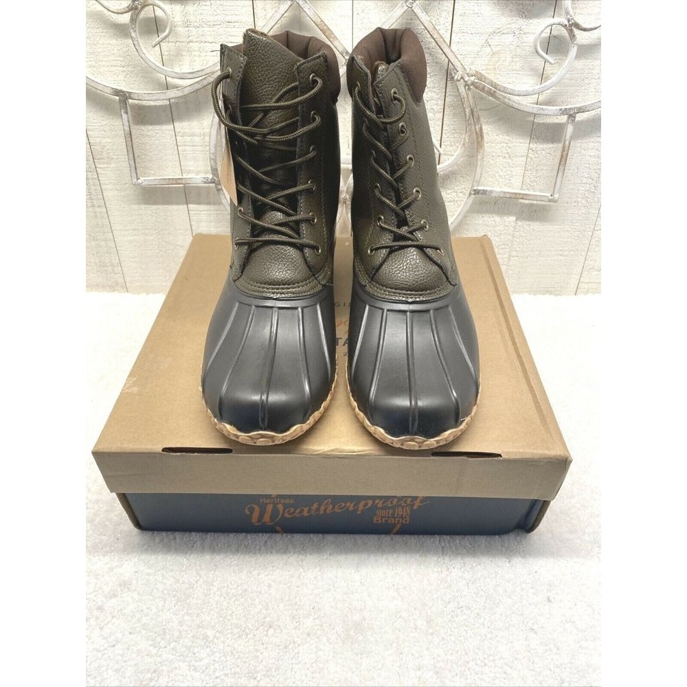 Weatherproof Men's Adam Duck Boots Olive /Brown Sole 10M New w/Box & Tag